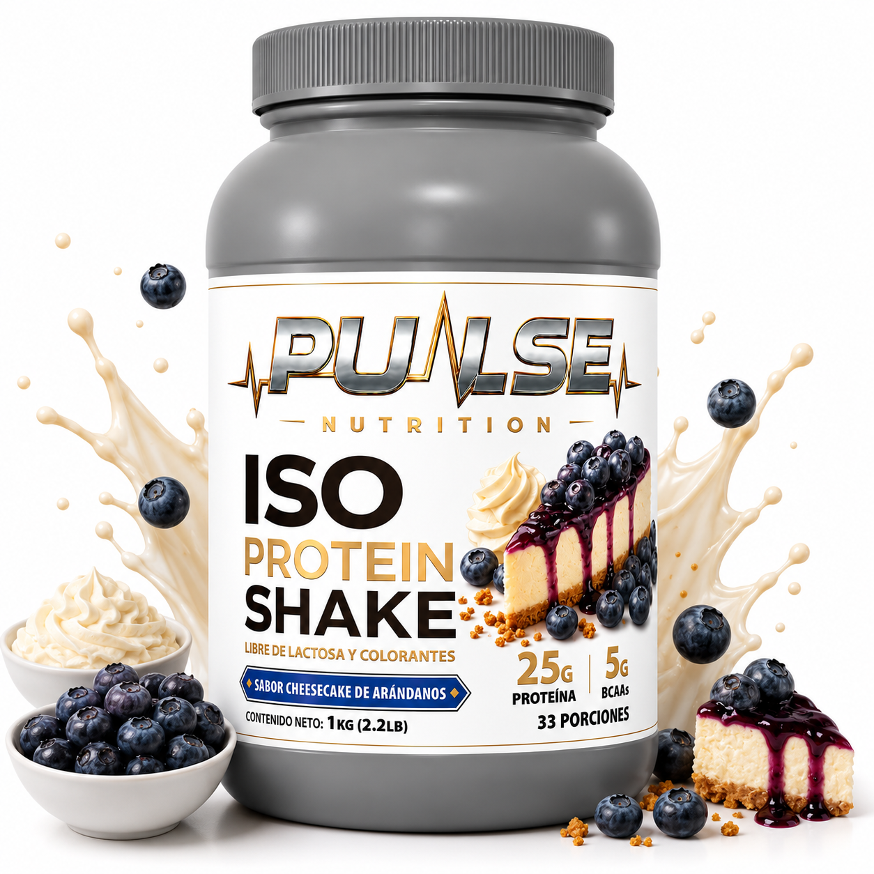 Proteina ISO Shake sabor Cheesecake de Arandanos Pulse Nutrition 2.2 lb