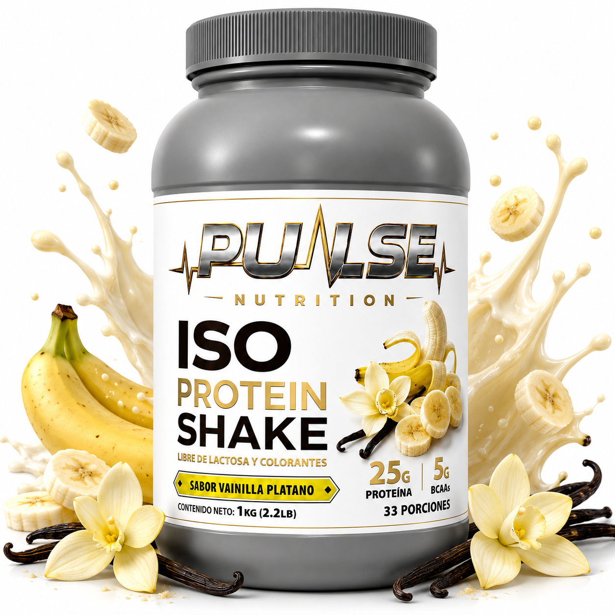 Proteina ISO Shake sabor Vainilla Platano Pulse Nutrition 2.2 lb