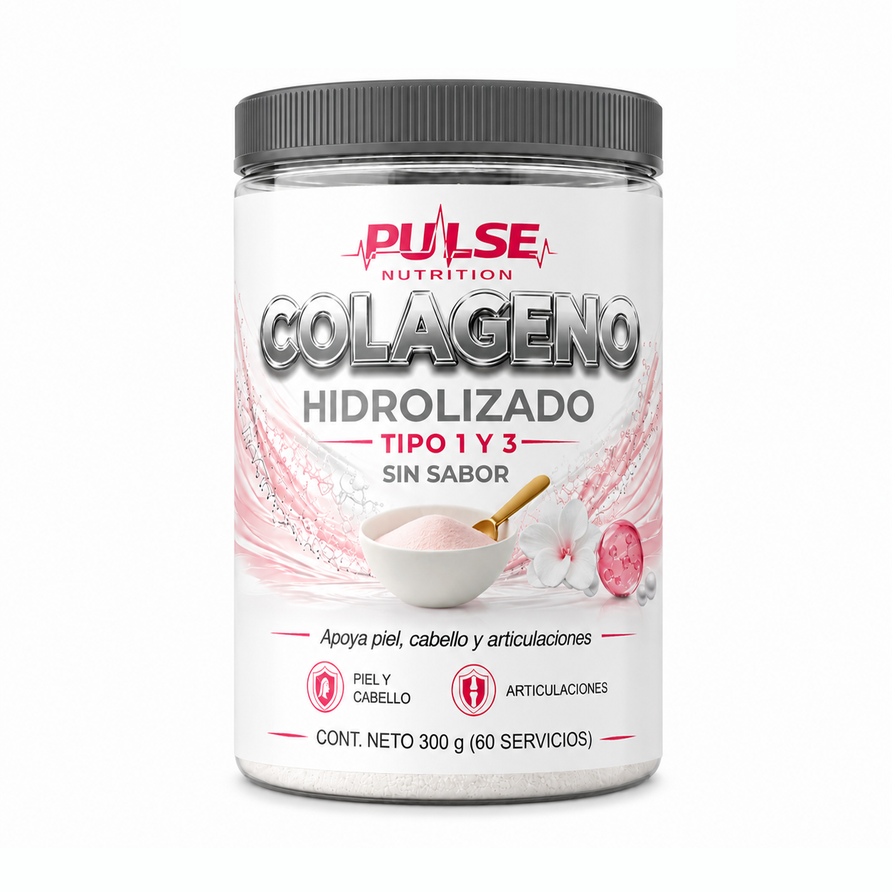 Colágeno Hidrolizado Tipo 1 y 3 300 g Sin Sabor Pulse Nutrition