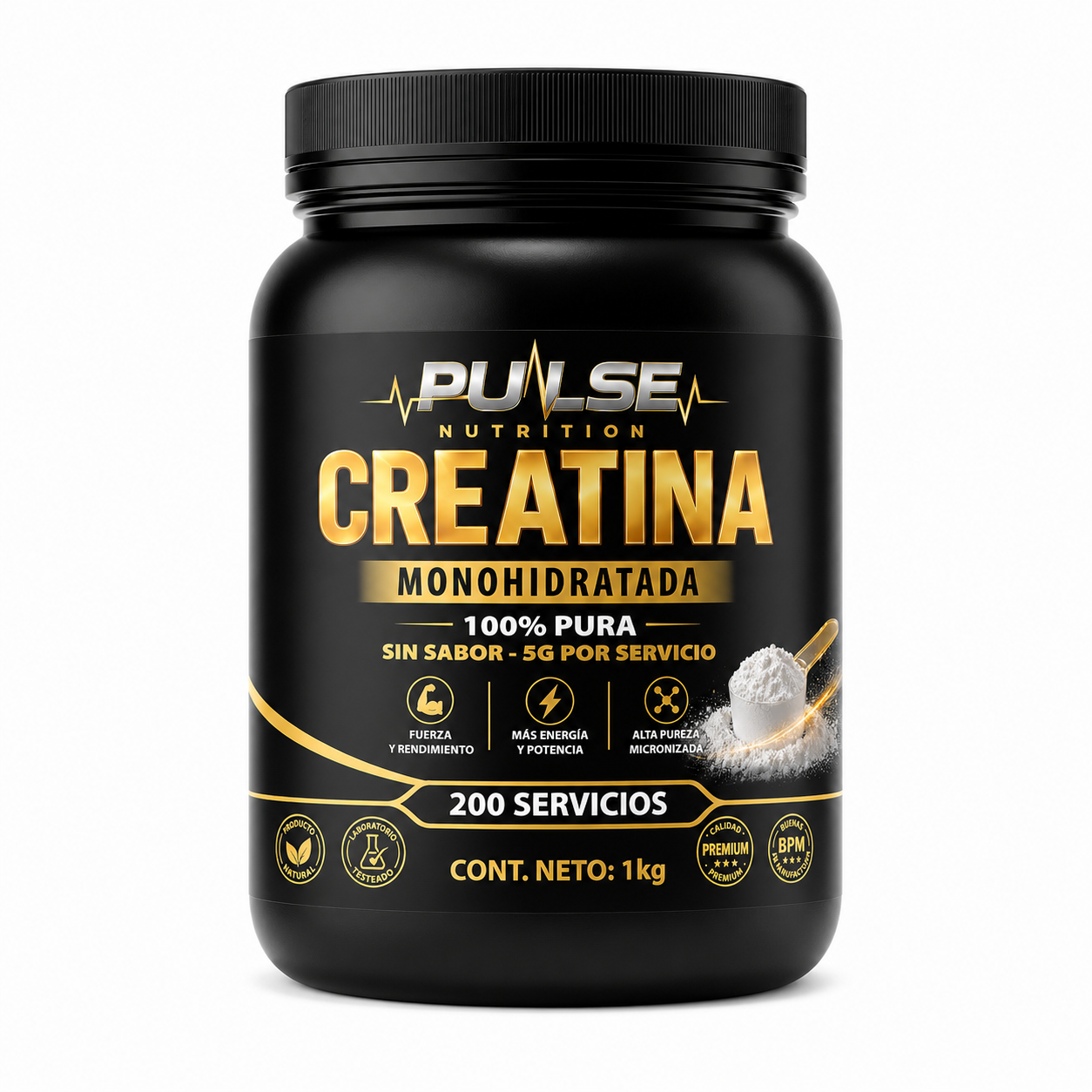Creatina Monohidratada 1 kg Sin Sabor Pulse Nutrition