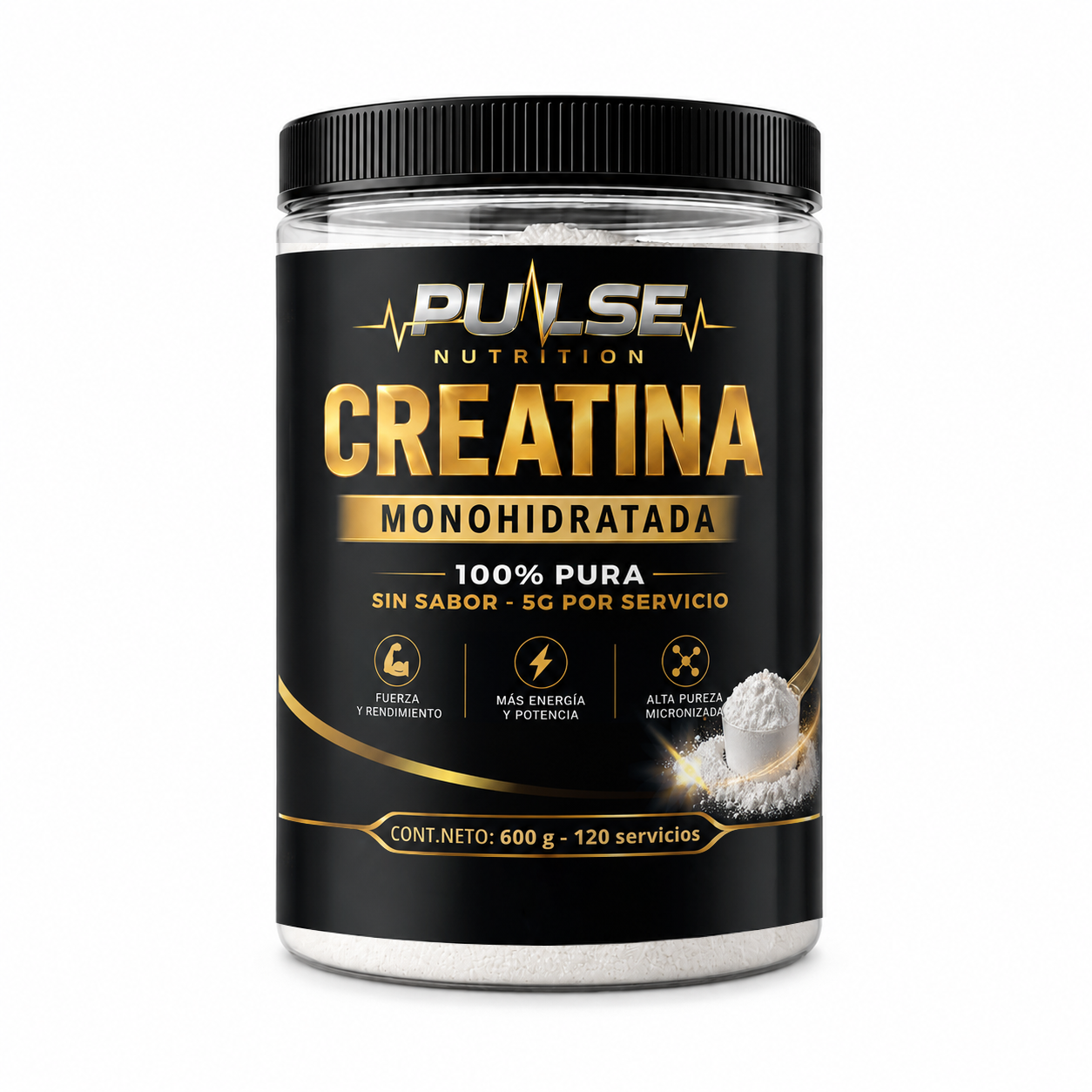 Creatina Monohidratada 600 g Sin Sabor Pulse Nutrition